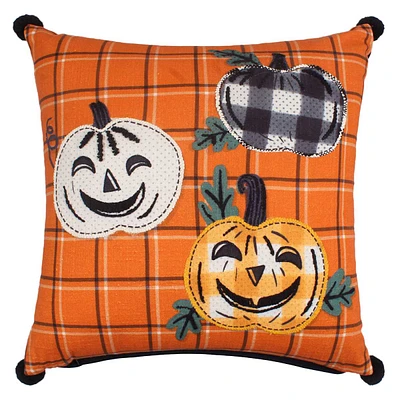 Embroidered Pumpkin Throw Pillow