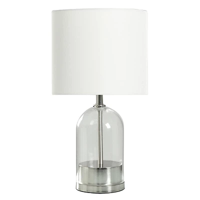 Crosby St. Glass & Silver Small Lamp with Shade, 18"