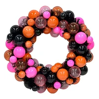 Black, Pink & Orange Ornament Wreath, 15"