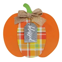 Orange Blessed Pumpkin Decor, 7"