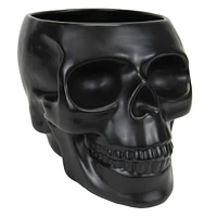 Black Skull Ceramic Planter, 9"