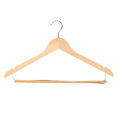 5-Piece Suit Hangers with Bar, Natural Wood