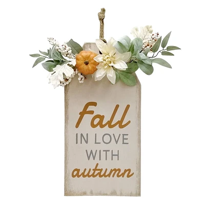 Fall In Love with Autumn Floral Sign, 13X21