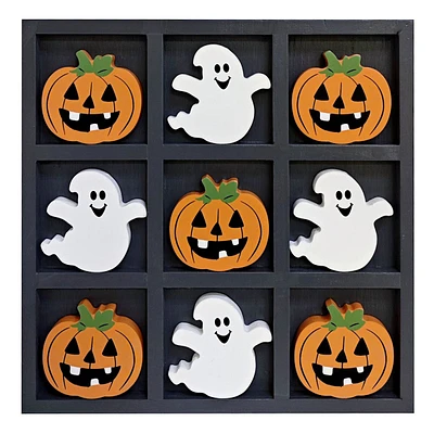 Pumpkin & Ghost Wooden Tabletop Game, 9.5"