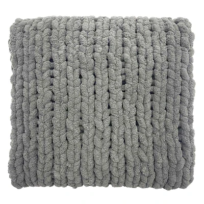 Dark Grey Chunky Knit Throw Blanket, 50x60