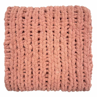 Mauve Chunky Knit Throw Blanket, 50x60