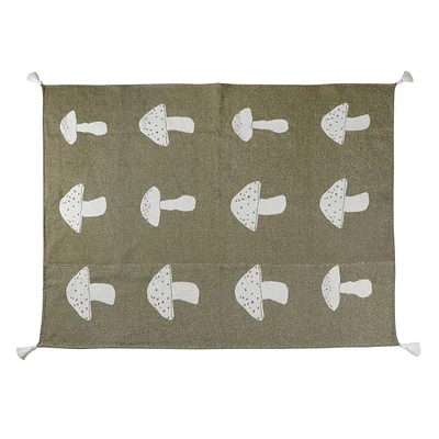 Mushrooms Woven Jacquard Cotton Throw Blanket, 50x60