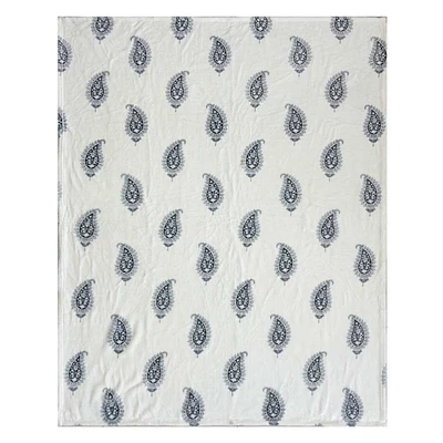 Paisley Block Print Micro Plush Throw Blanket, 50x60