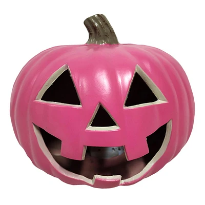 Halloween Pink Blow Mold Jack-o'-Lantern Pumpkin, 9"