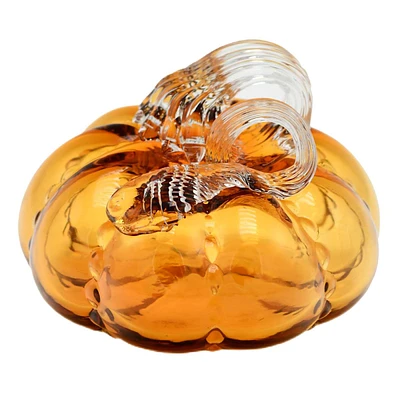 Amber Glass Pumpkin, 4"