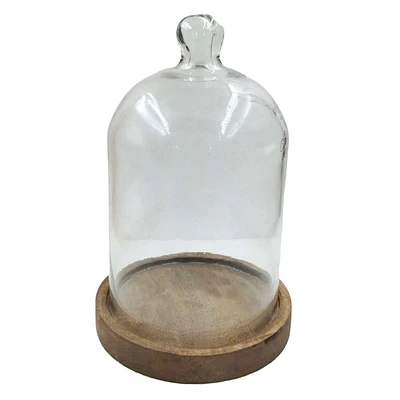 Glass Dome with Wood Base, 10.5"