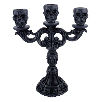 Black Skull Candelabra, 14"