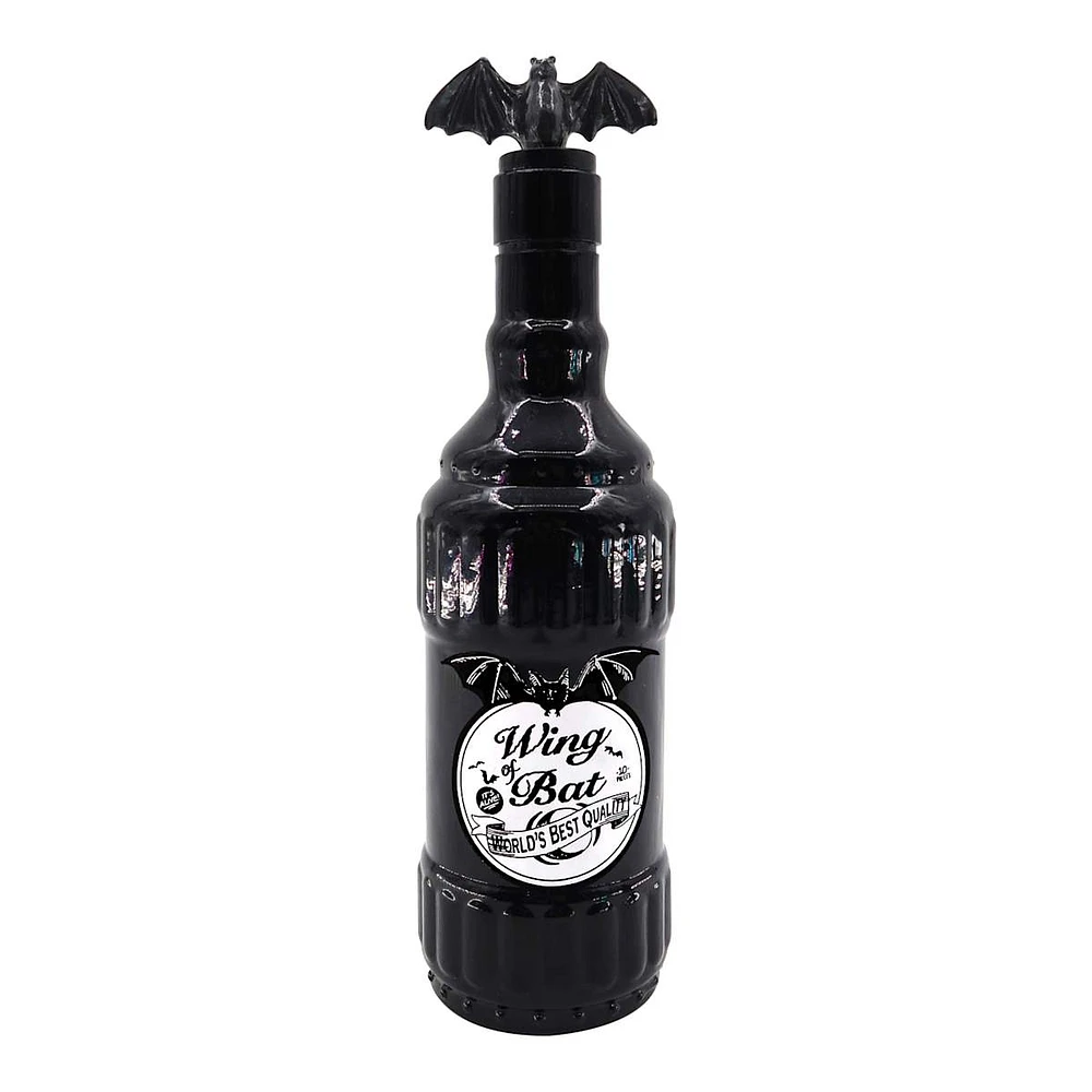 Black Wing of Bat Glass Halloween Potion Bottle, 10"