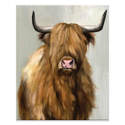 Value Fluffy Highland Cow Canvas Wall Art, 16x20