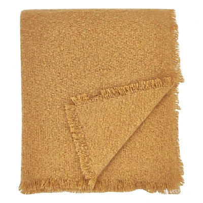 Light Brown Raw Edge Brushed Woven Throw 60x80