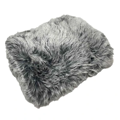 Grey Tipped Faux Fur Throw Blanket, 50x60