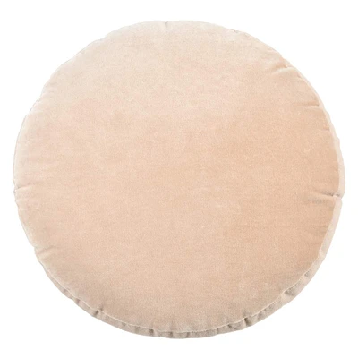 Crosby St. Taupe Cotton Slub & Velvet Round Throw Pillow, 16"