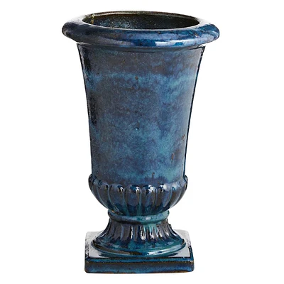 Blue Reactive Glaze Ceramic Outdoor Urn, Large