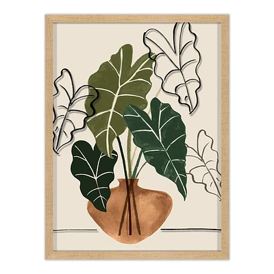 Framed Boho Plants Canvas Wall Art, 18x24