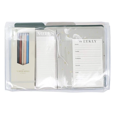 Clear Stationery Set w Journals Pencils