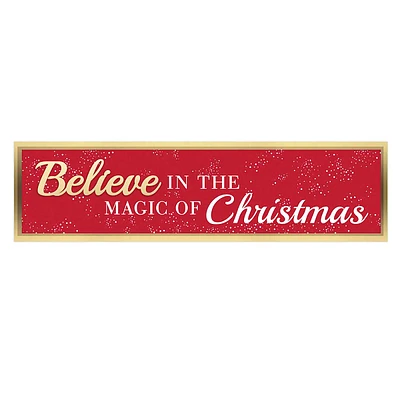 Classic Christmas Framed Believe in The Magic of Christmas Wall Art with Glitter, 8X30