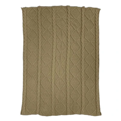 Brown Cable Knit Throw Blanket, 50x60