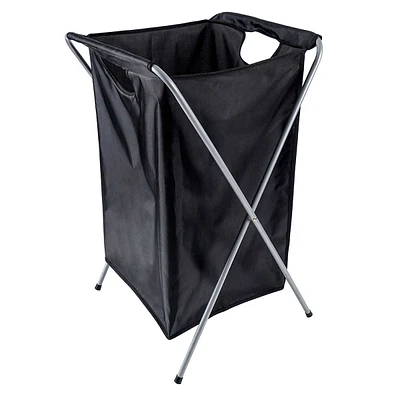 Foldable Nylon Laundry Hamper, Black