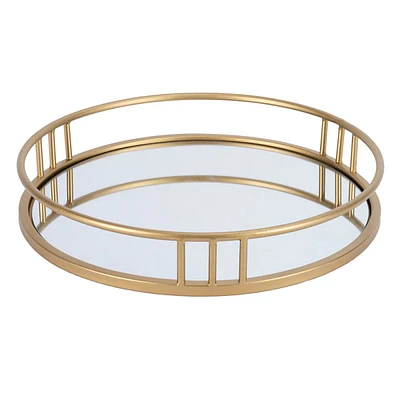 Tracey Boyd Gold Metal Decorative Tray, 14"