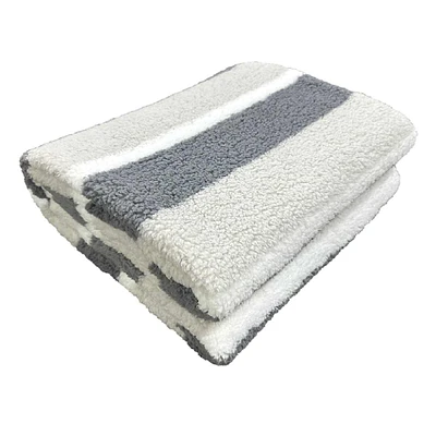 Striped Sherpa Throw Blanket