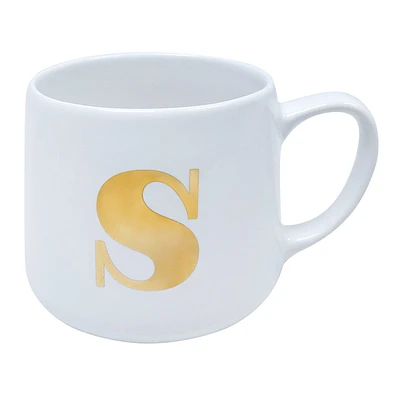 White & Gold Monogram Mug