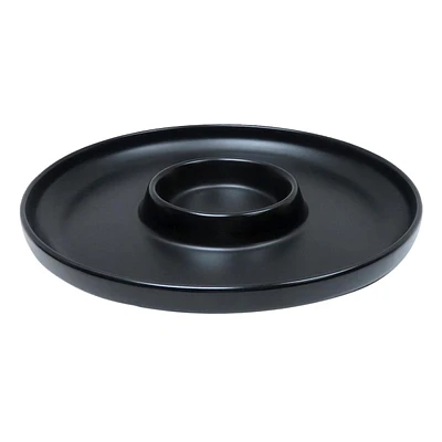 Crosby St. Black Ceramic Chip & Dip Platter, 13"