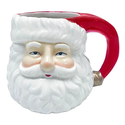 Classic Christmas Santa with Eyes Ceramic Figural Mug