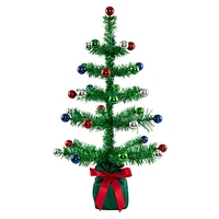 Tinsel Tree with Ornaments, 26"