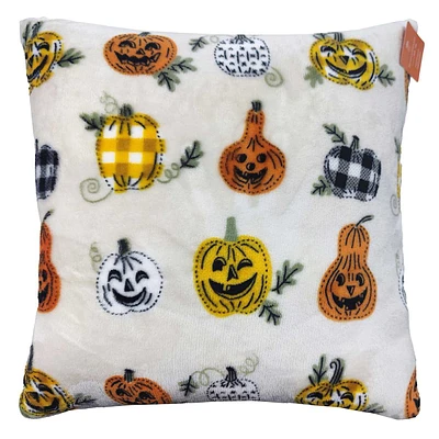 Patchwork Pumpkin Plush Throw Pillow, 18"