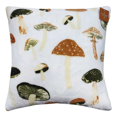 Mushroom Plush Throw Pillow, 18"