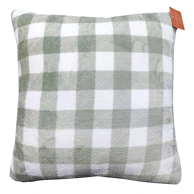 Honeybloom Green Gingham Plush Throw Pillow, 18"