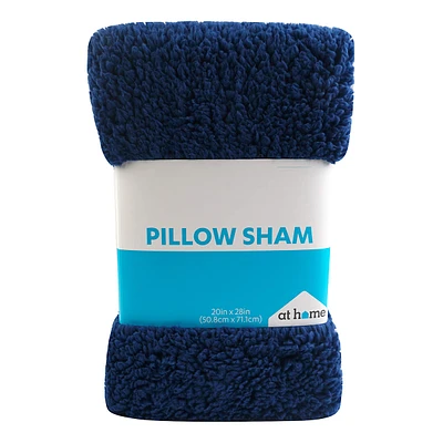 Navy Blue Sherpa Pillow Sham, 20x28