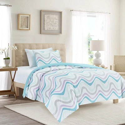 Piece Wavy Printed Duvet Set with Insert