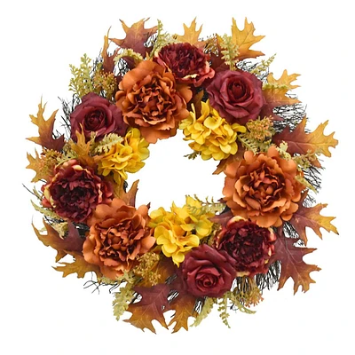 Peony, Rose & Hydrangea Wreath, 22"