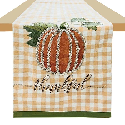 Thankful Embroidered Table Runner, 72x13