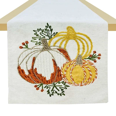 Pumpkin Embroidered Table Runner, 72x13