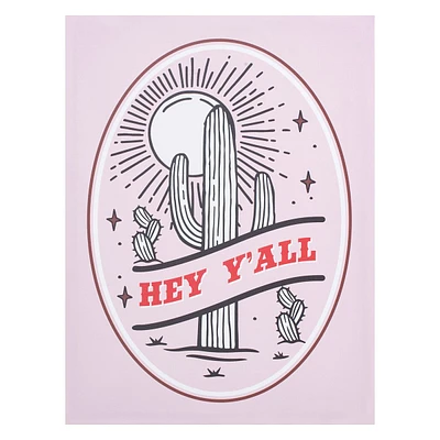 Hey Y'all Cactus Canvas Print Wall Art, 12x16