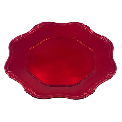 Classic Christmas Red Scalloped Charger Plate, 13"