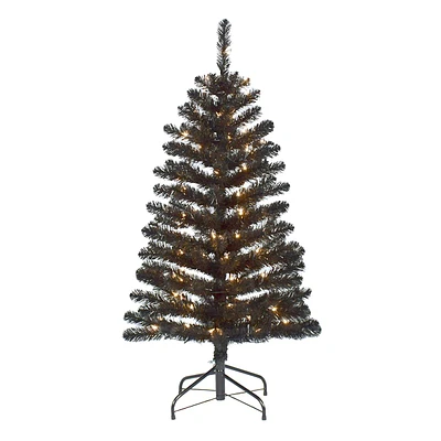 Pre-Lit Black Fir Christmas Tree, 4'