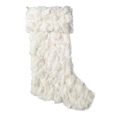 Ivory Rose Faux Fur Stocking, 19"