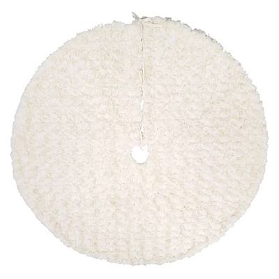 Ivory Rose Faux Fur Tree Skirt, 48"