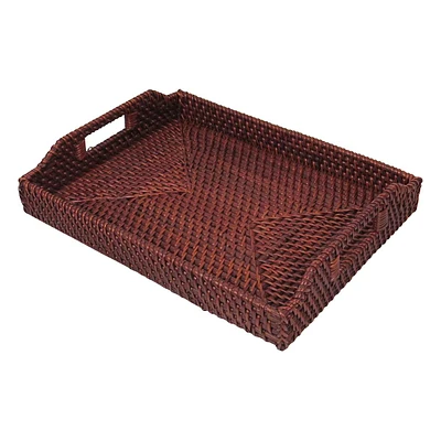 Brown Woven Rattan Rectangle Serving Tray