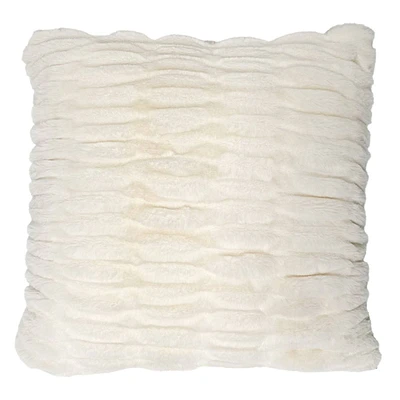 Beige Ruched Faux Fur Pillow