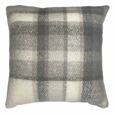 Blue Plaid Mohair Throw Pillow