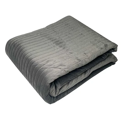 3-Piece Dark Grey Velvet Quilt Set